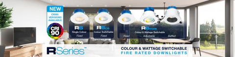 New revolutionary CRI90 colour & wattage switchable fire rated downlight