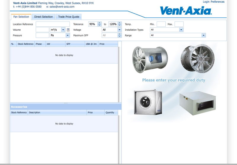 Vent-Axia Goes Live With Fan Selector Programme