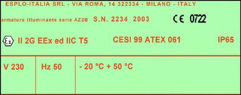 Marcatura sulla targhetta del prodotto