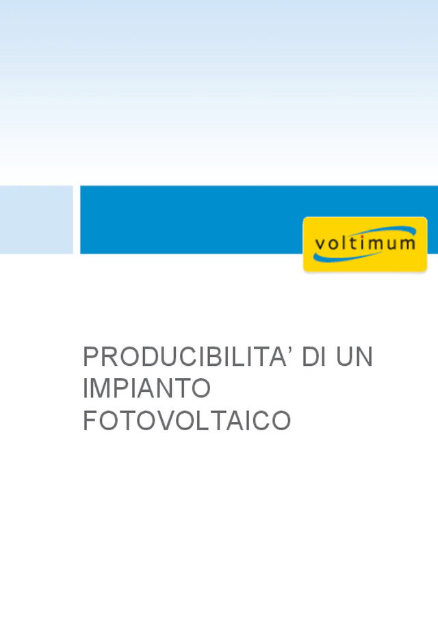 Producibilità di un impianto fotovoltaico - Prima parte
