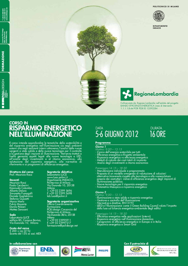 Corso in risparmio energetico nell\'illuminazione