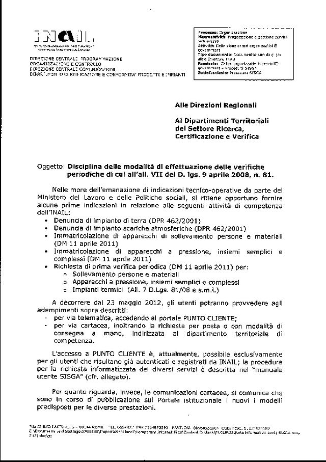 Disciplina delle modalità di effettuazione delle verifiche periodiche di cui all’ all. VII del DLgs 9 aprile 2008, n. 81