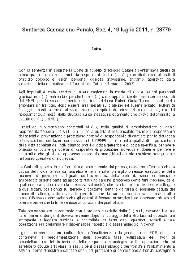 Infortunio su una linea elettrica