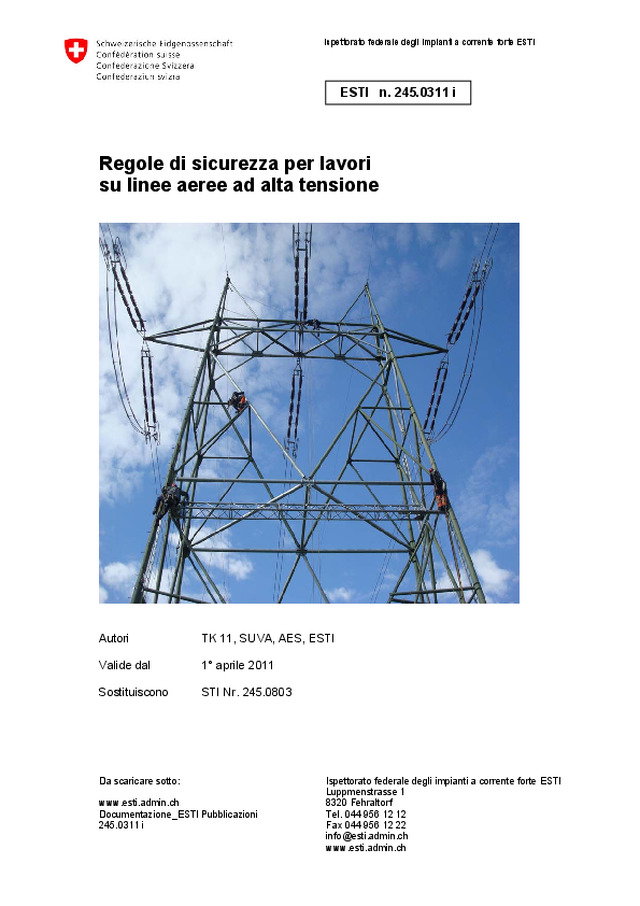 Regole di sicurezza per lavori su linee aeree ad alta tensione
