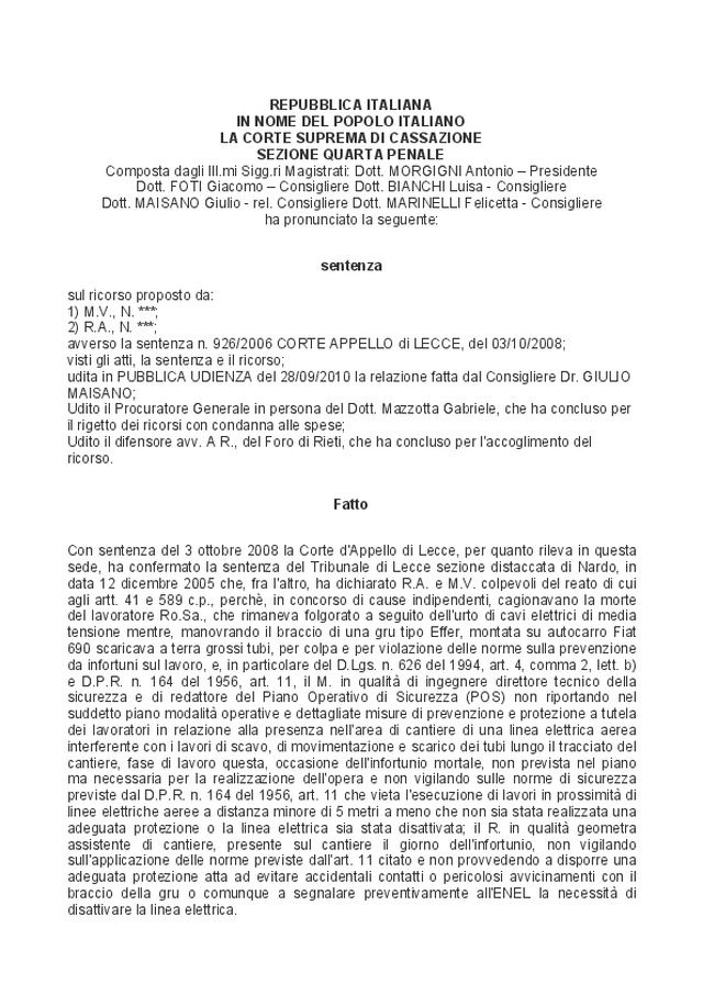 Urto di cavi elettrici e responsabilità