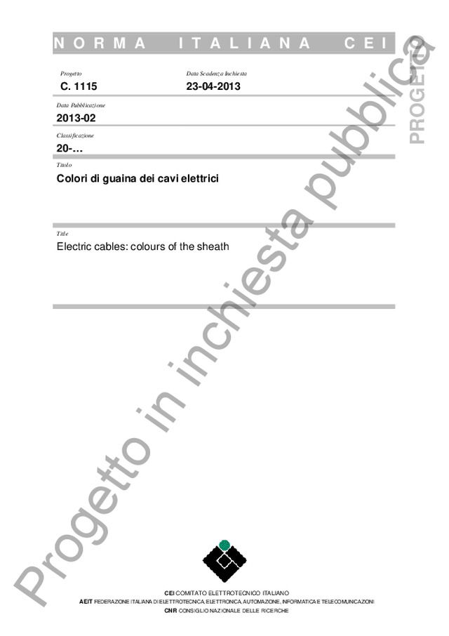 Colori di guaina dei cavi elettrici