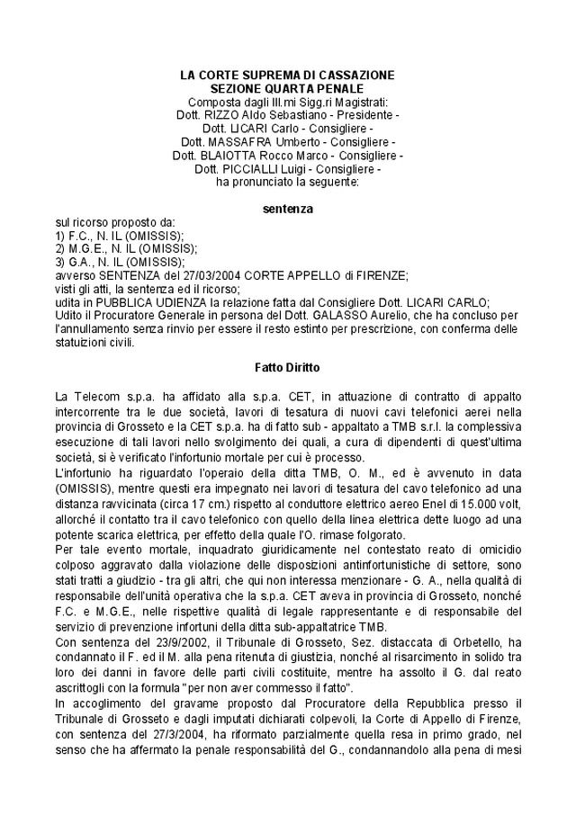 Scarica elettrica e prescrizione del reato