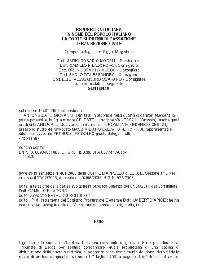 Rifacimento di un impianto elettrico e responsabilità della società distributrice della energia elettrica