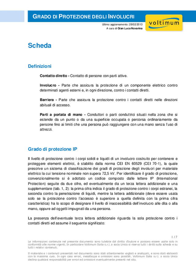 305-001-006 Grado di protezione degli involucri