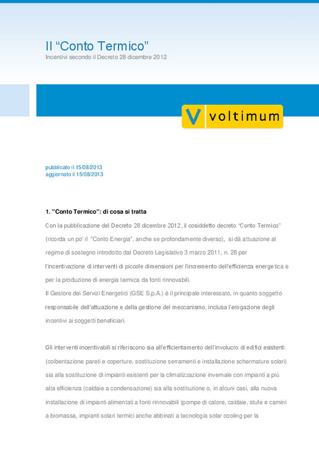 Nuova Guida - il \"Conto Termico\"