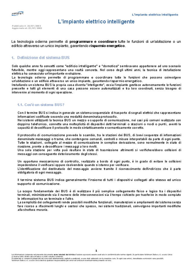 L’impianto elettrico intelligente