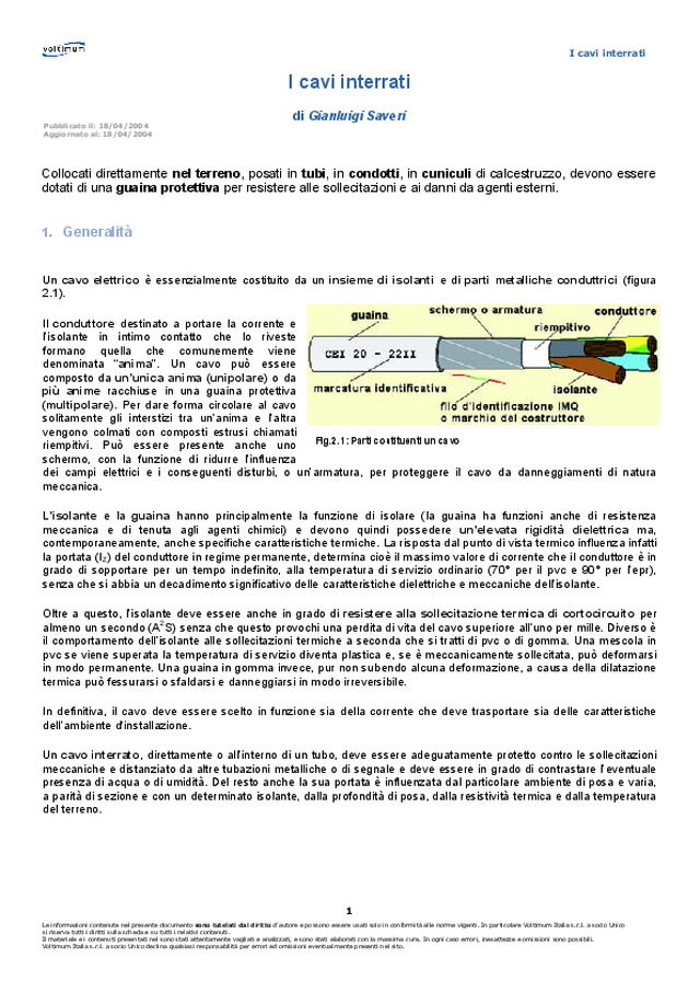 I cavi interrati