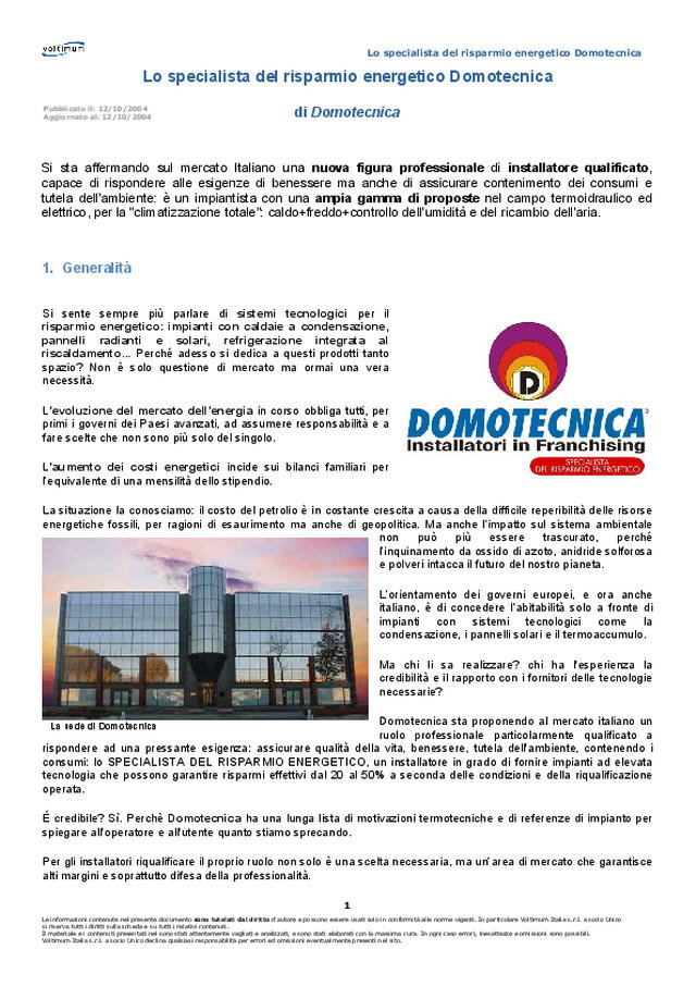 Lo specialista del risparmio energetico Domotecnica