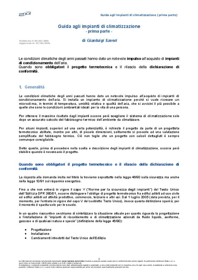Guida agli impianti di climatizzazione (prima parte)