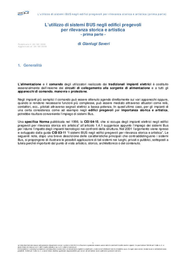Uso di sistemi BUS in edifici pregevoli per rilevanza storica e artistica - 1