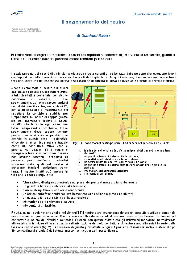 Il sezionamento del neutro