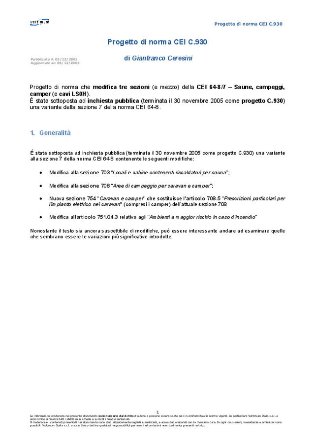 Progetto di Norma CEI C.930