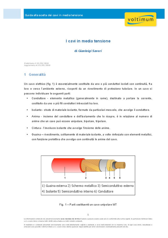 I cavi in media tensione