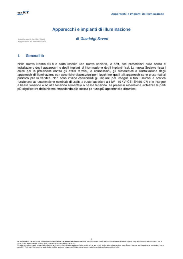 Apparecchi e impianti di illuminazione