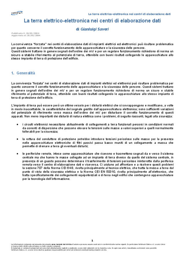 La terra elettrico - elettronica nei centri di elaborazione dati