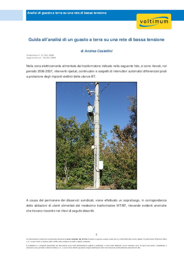 Guida all\'analisi di un guasto a terra su una rete di bassa tensione