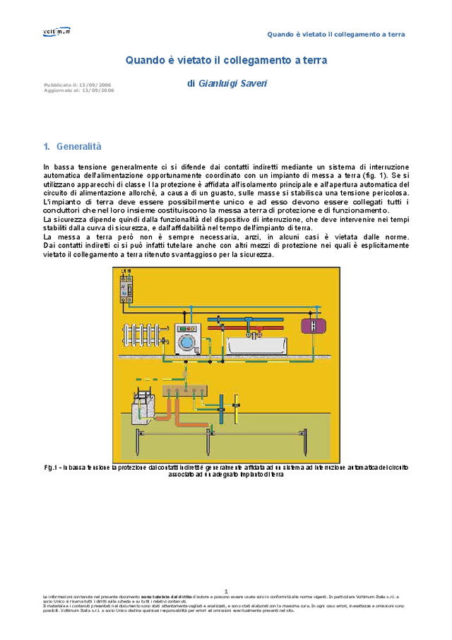 Quando è vietato il collegamento a terra
