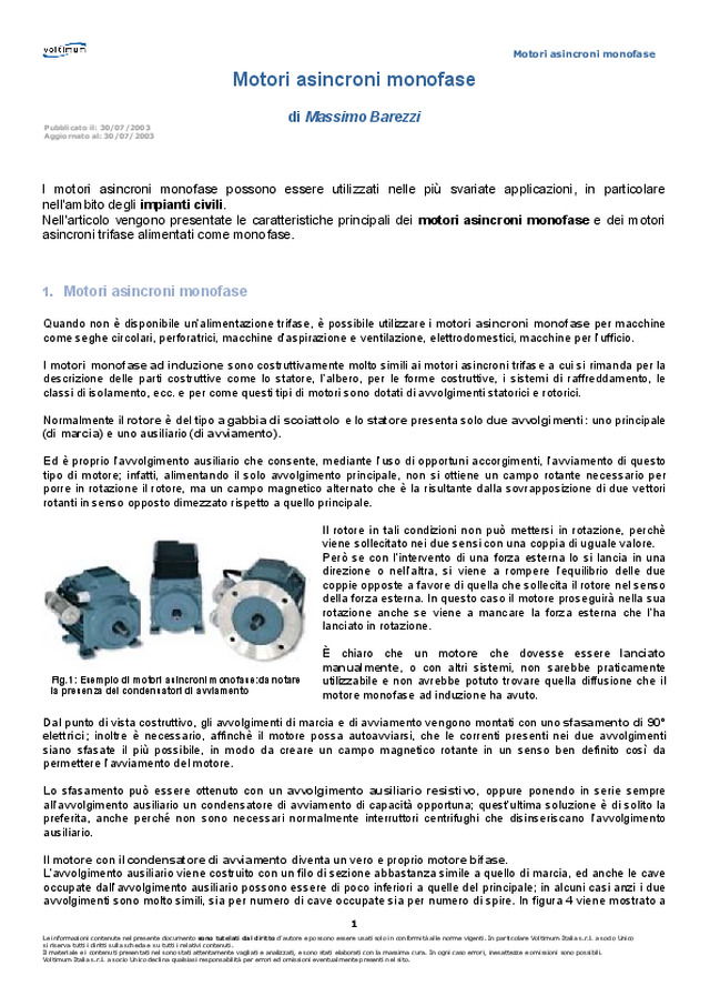 Motori asincroni monofase