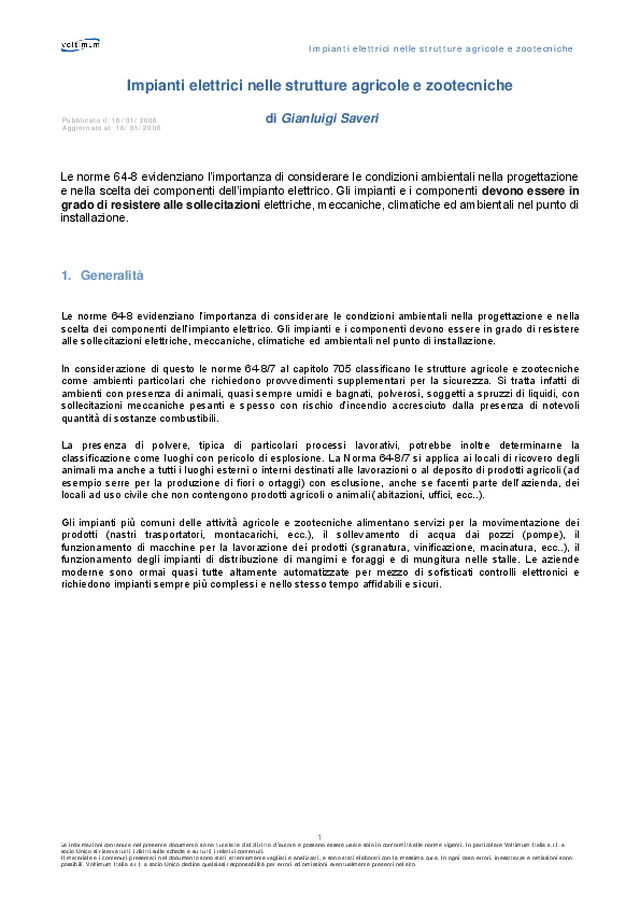 Impianti elettrici nelle strutture agricole e zootecniche