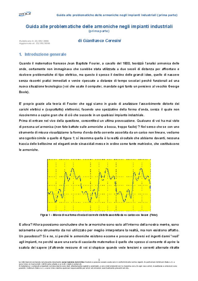 Problematiche delle armoniche negli impianti industriali (prima parte ...