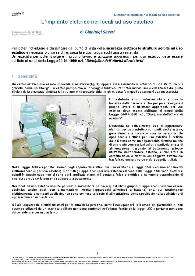 L\'impianto elettrico nei locali ad uso estetico