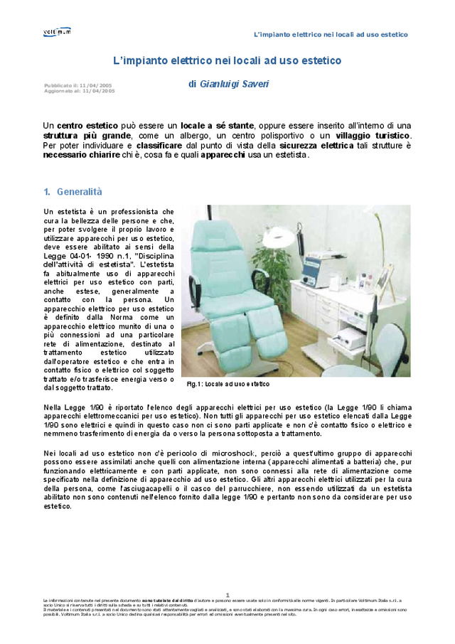 L\'impianto elettrico nei locali ad uso estetico (seconda edizione)
