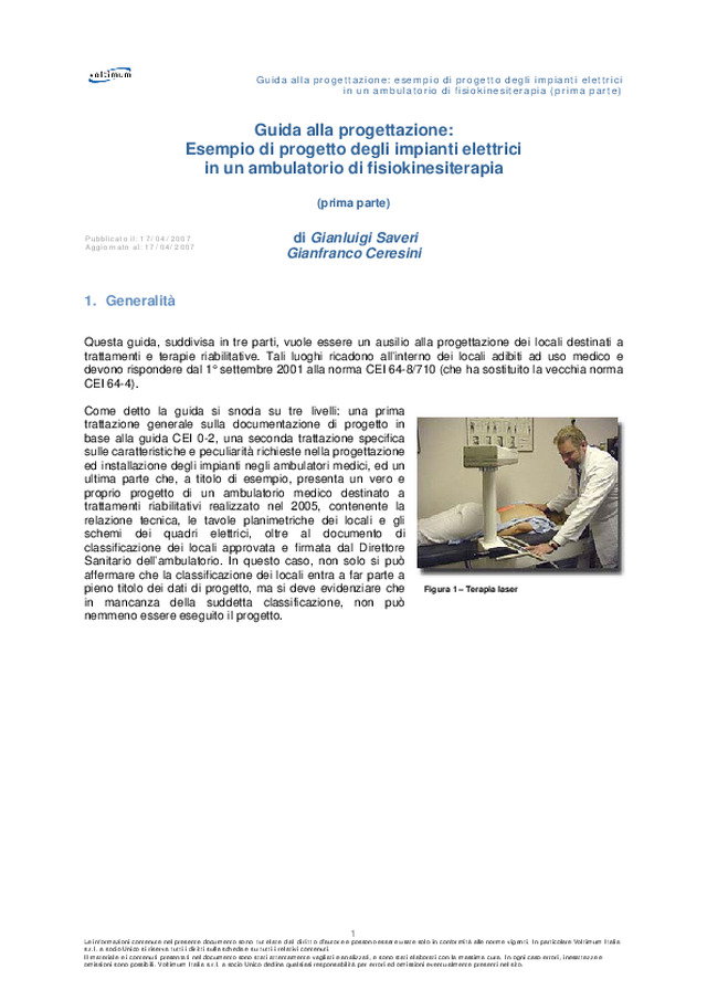 Impianti elettrici in un ambulatorio di fisiokinesiterapia 1