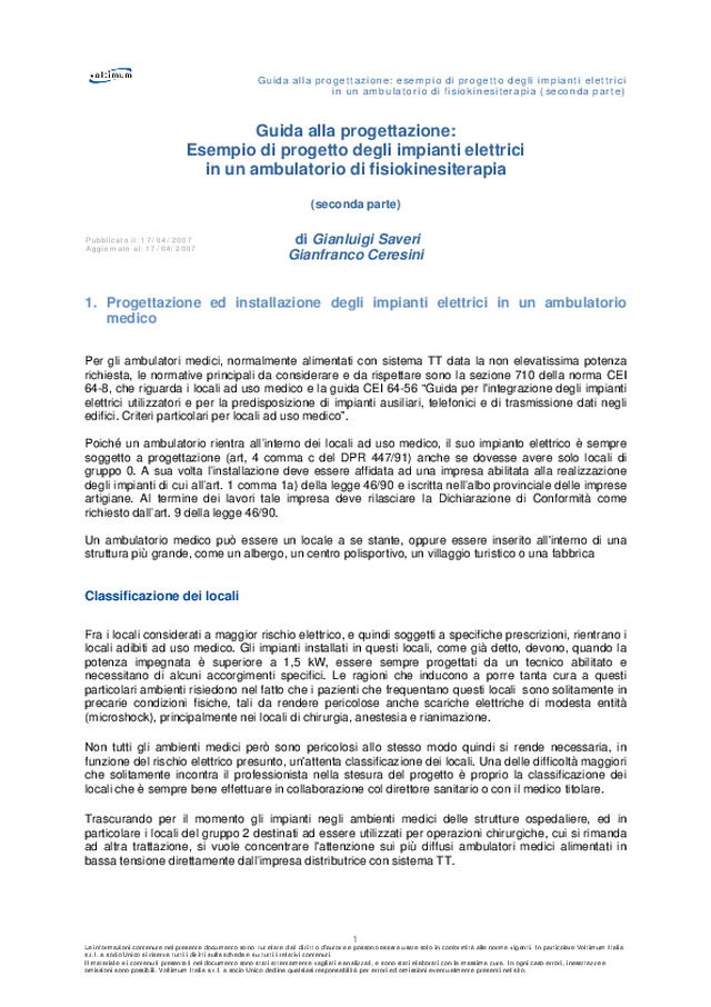 Impianti elettrici in un ambulatorio di fisiokinesiterapia 2