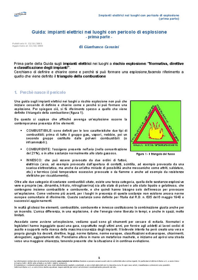 Guida: impianti elettrici nei luoghi con pericolo di esplosione (prima parte)