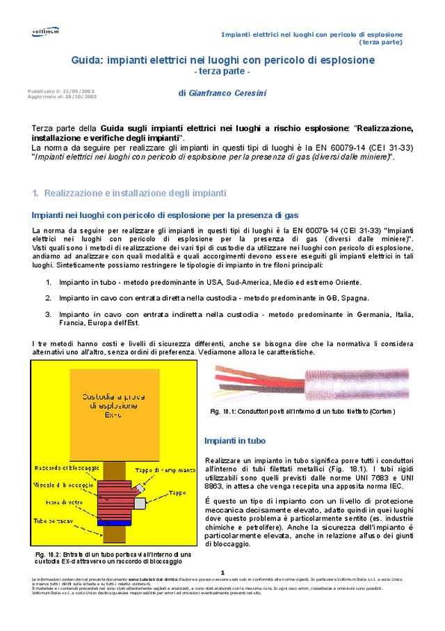 Guida: impianti elettrici nei luoghi con pericolo di esplosione (terza parte)
