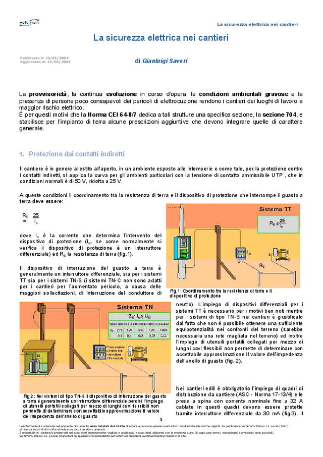 La sicurezza elettrica nei cantieri