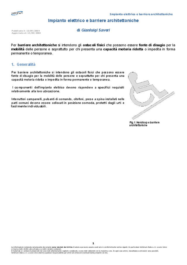 Impianto elettrico e barriere architettoniche