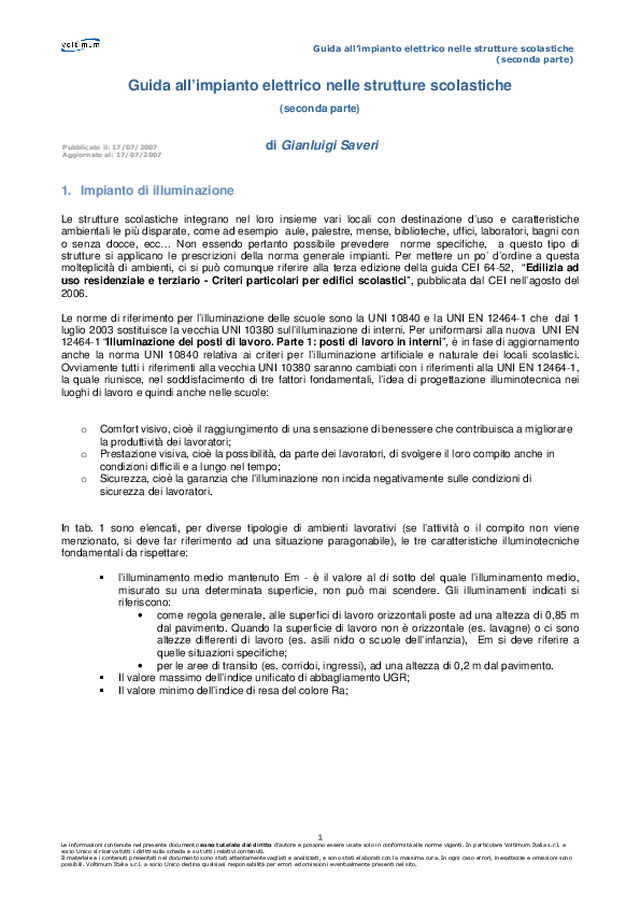 Guida all’impianto elettrico nelle strutture scolastiche (seconda parte)