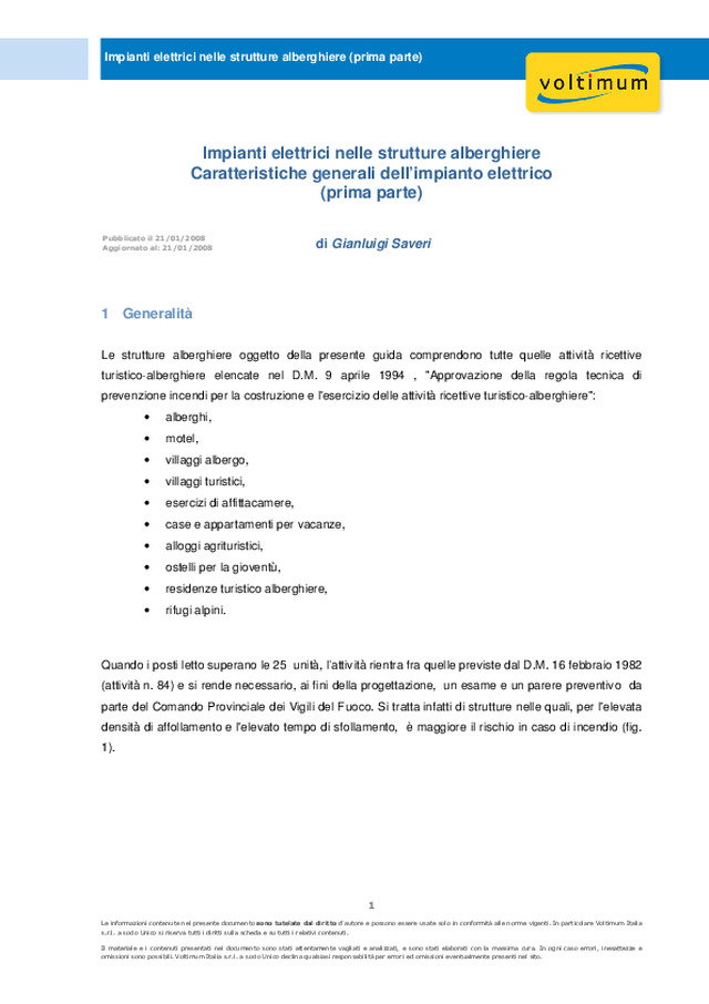 Impianti elettrici nelle strutture alberghiere (prima parte)