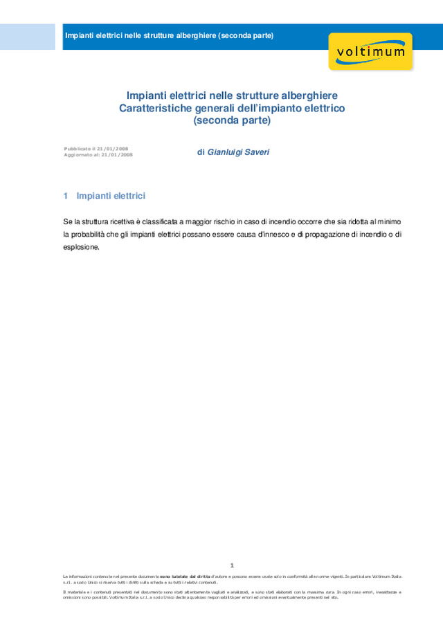 Impianti elettrici nelle strutture alberghiere (seconda parte)