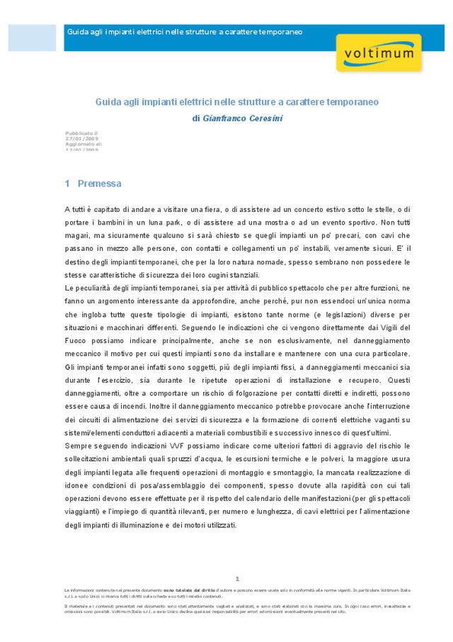 Guida agli impianti elettrici nelle strutture a carattere temporaneo