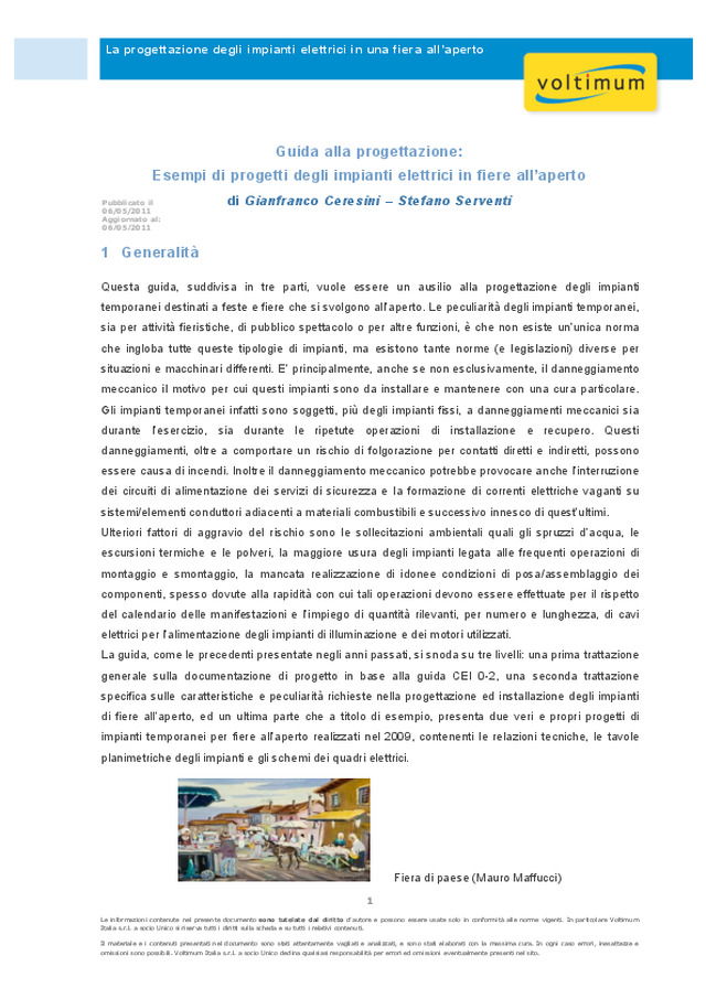 Esempi di progetti degli impianti elettrici in fiere all’aperto