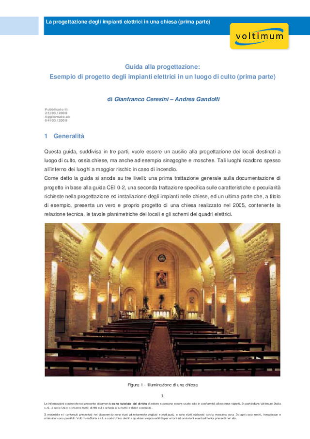 La progettazione degli impianti elettrici in una chiesa (prima parte)