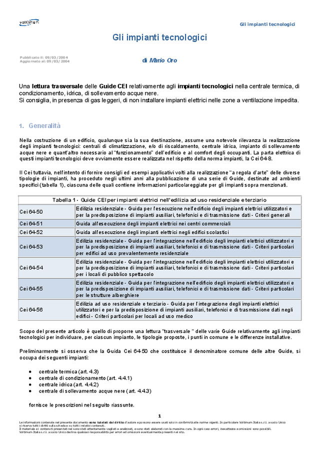 Gli impianti tecnologici