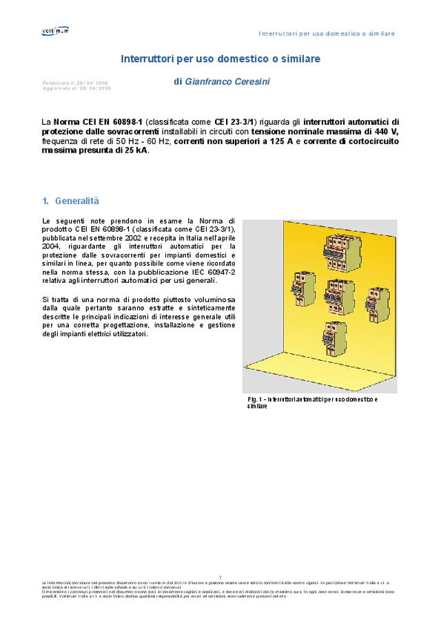 Interruttori automatici per uso domestico e similare