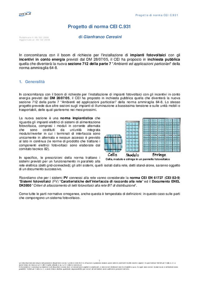 Progetto di norma CEI C.931