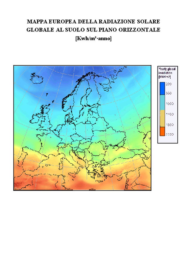 Mappa europea radiazione orizzontale