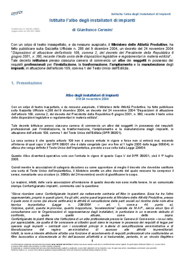 Albo degli installatori di impianti