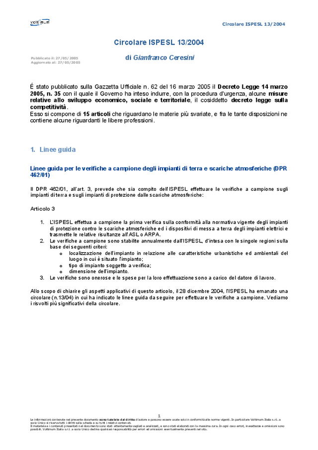 Circolare ISPESL 13/2004