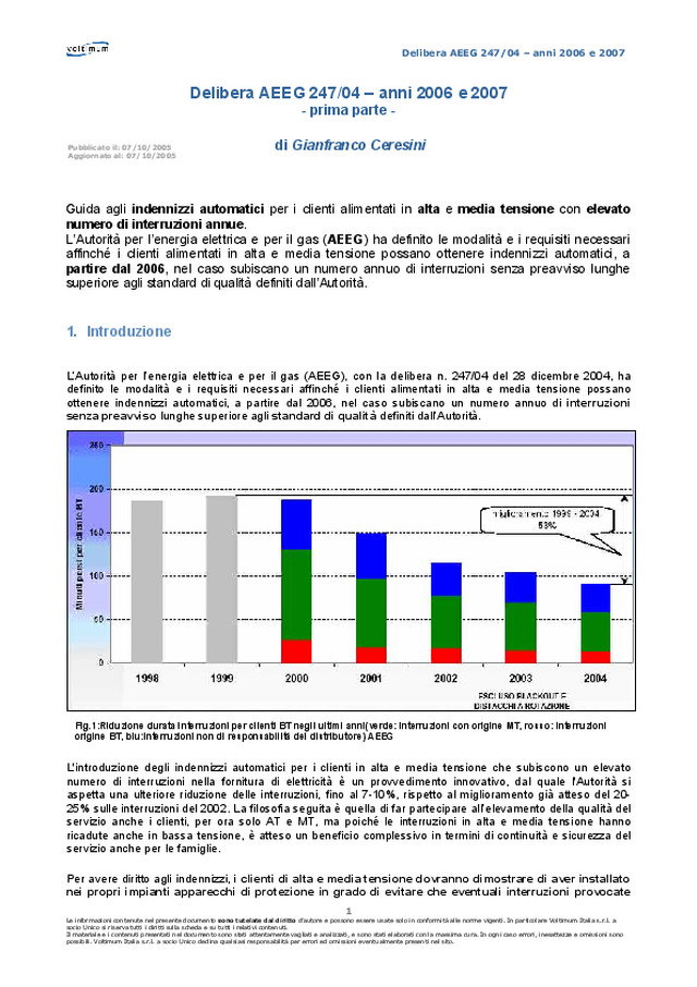 Guida alla Delibera AEEG 247/04 – anni 2006 e 2007 (prima parte)
